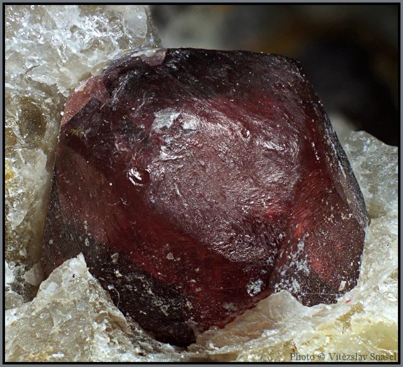 Fotografie minerálu Almandin z lokality Přibyslavice, Czech Republic