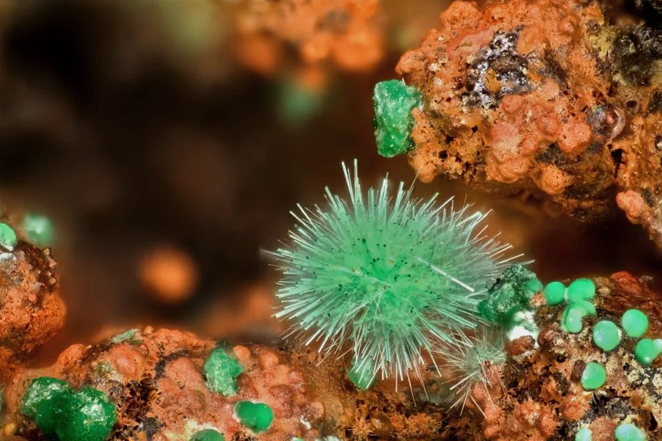 Fotografie minerálu Agardit-(Ce) z lokality Kamariza, Greece