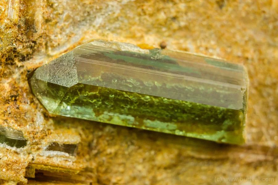 Fotografie minerálu Elbait (var. verdelit) z lokality Dolní Bory, Czech Republic