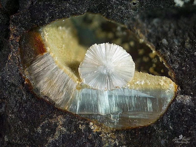 Fotografie minerálů Cowlesit, Lévyn z lokality Česká Kamenice, Czech Republic