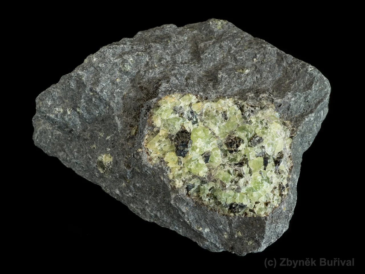 Fotografie minerálu Forsterit z lokality Smrčí, Czech Republic