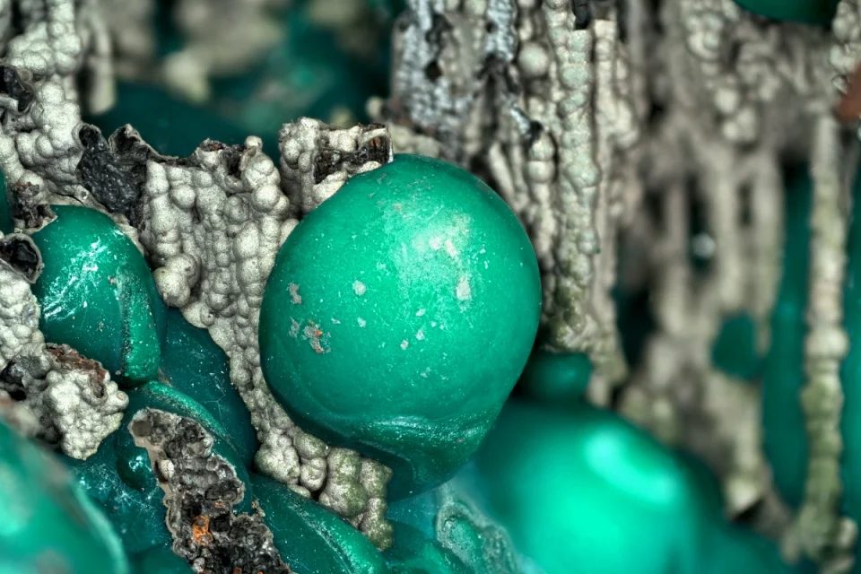Fotografie minerálu Pseudomalachit z lokality Ľubietová, Reiner, Slovakia