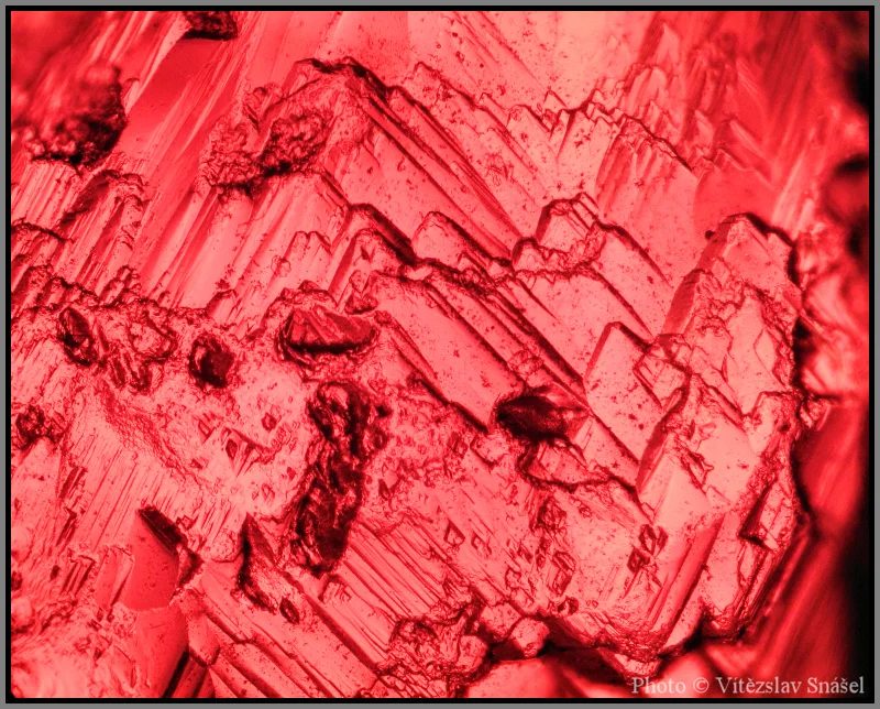 Fotografie minerálu Pyrop z lokality Vestřev, Czech Republic