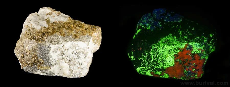 Fotografie minerálů Andradit, Kalcit, Hardystonit, Willemit z lokality Franklin mining district, New Jersey, United States of America