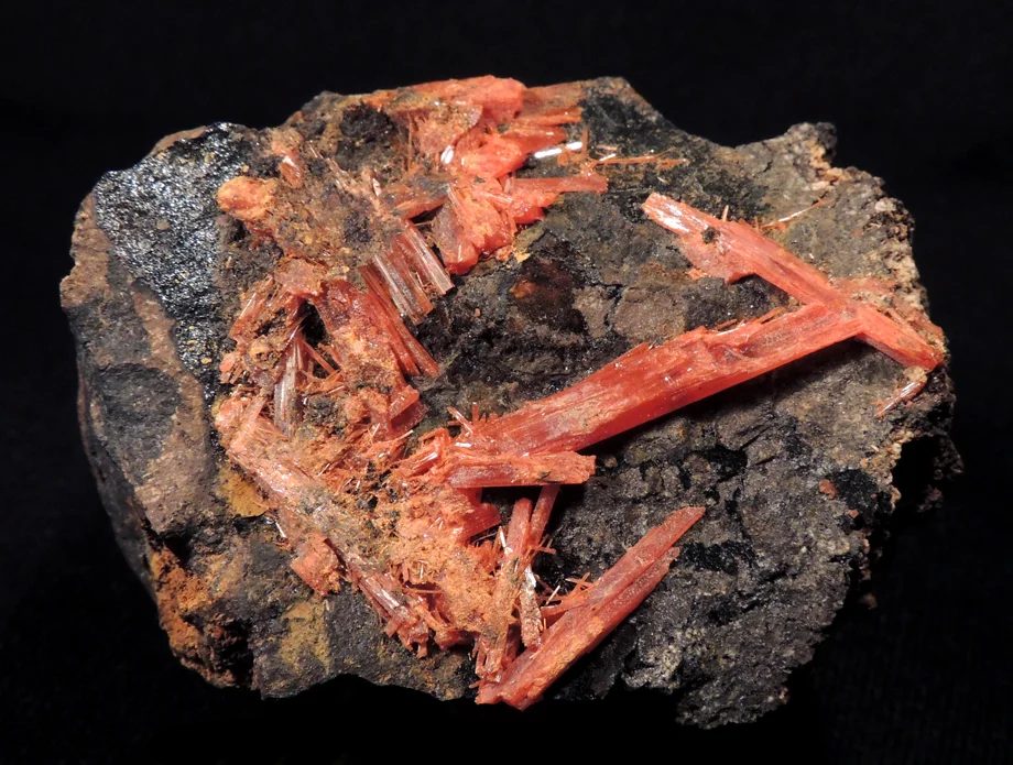 Fotografie minerálu Krokoit z lokality Dundas, Tasmánie, Australia